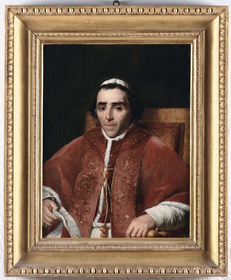 Teodoro Matteini (Pistoia 1754 - Venezi 1831) Ritratto di Pio VII  - Asta Dipinti Antichi - II - Cambi Casa d'Aste