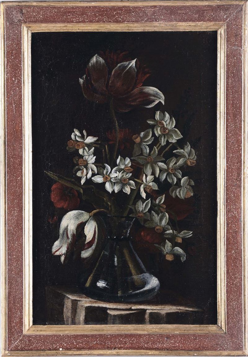 Scuola Napoletana del XVII secolo Vaso con fiori  - Asta Dipinti Antichi - II - Cambi Casa d'Aste