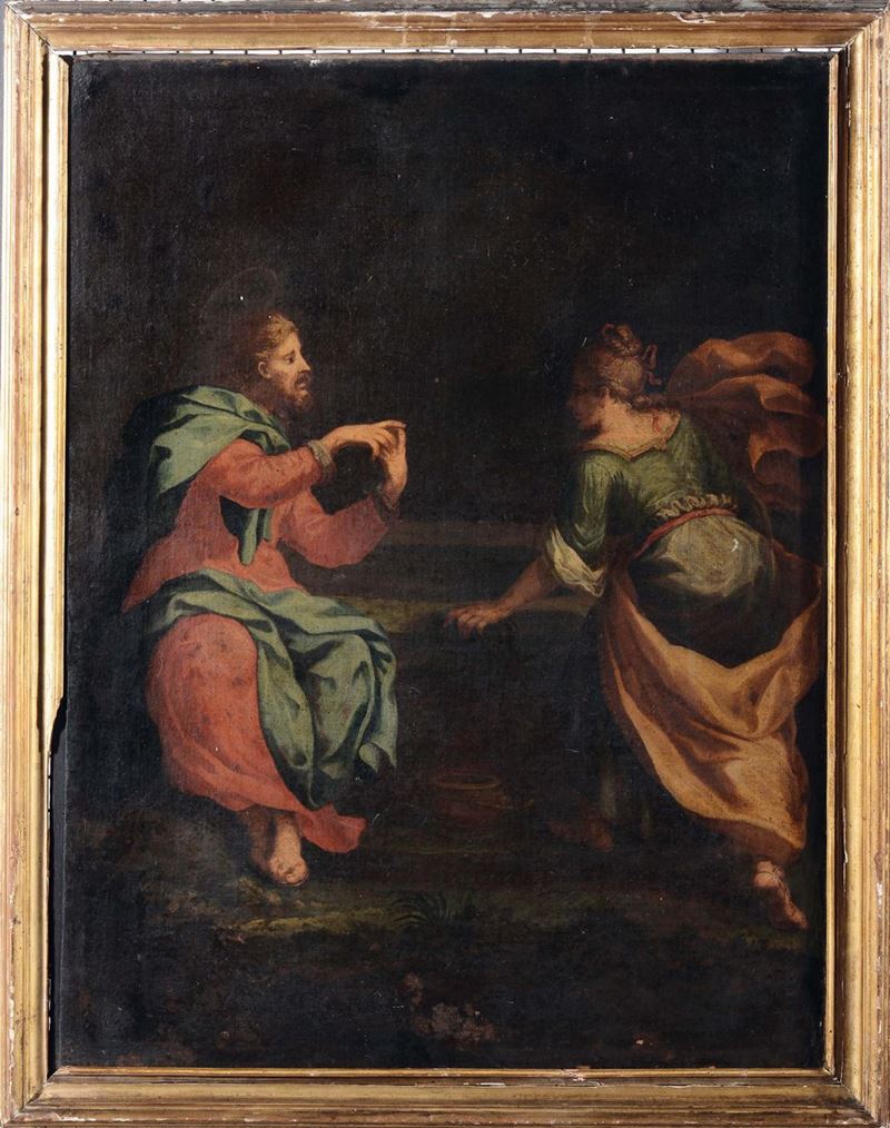 Scuola Toscana della fine del XVI secolo Samaritana al pozzo  - Auction Old Masters Paintings - II - Cambi Casa d'Aste