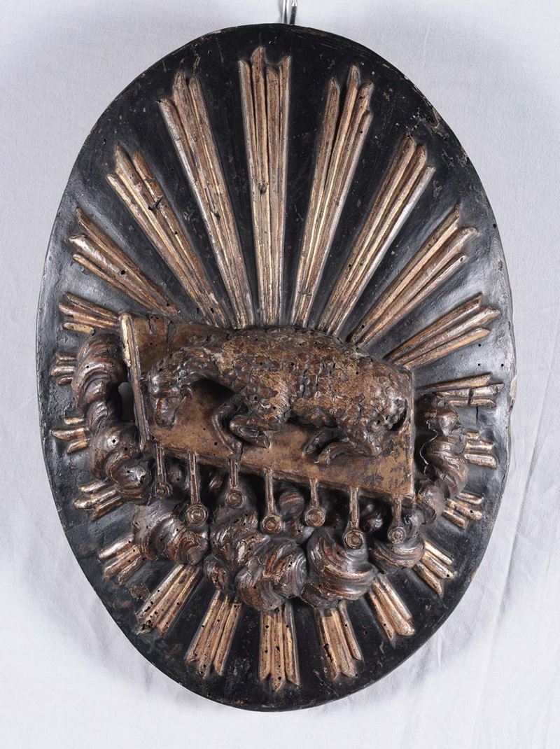 Sportello di tabernacolo in legno intagliato e dorato, XVIII secolo  - Asta Arredi e Oggetti d'Arte da Importanti Collezioni Private - Cambi Casa d'Aste