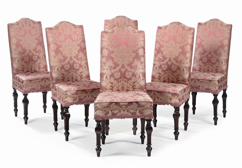 Sei sedie Luigi XIV,  Lombardia XVIII secolo  - Asta Arredi e Oggetti d'Arte da Importanti Collezioni Private - Cambi Casa d'Aste