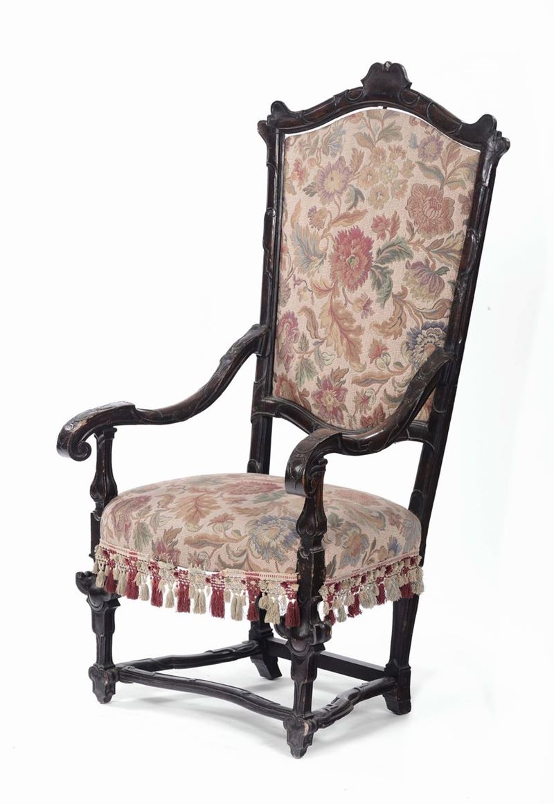 Poltrona Luigi XIV in noce, XVIII secolo  - Asta Arredi e Oggetti d'Arte da Importanti Collezioni Private - Cambi Casa d'Aste