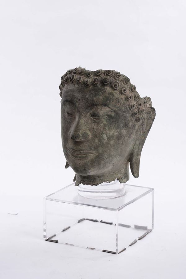 A bronze head of Buddha, Thailand, 19th century