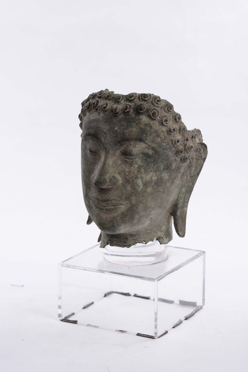 A bronze head of Buddha, Thailand, 19th century  - Auction Chinese Works of Art - Cambi Casa d'Aste