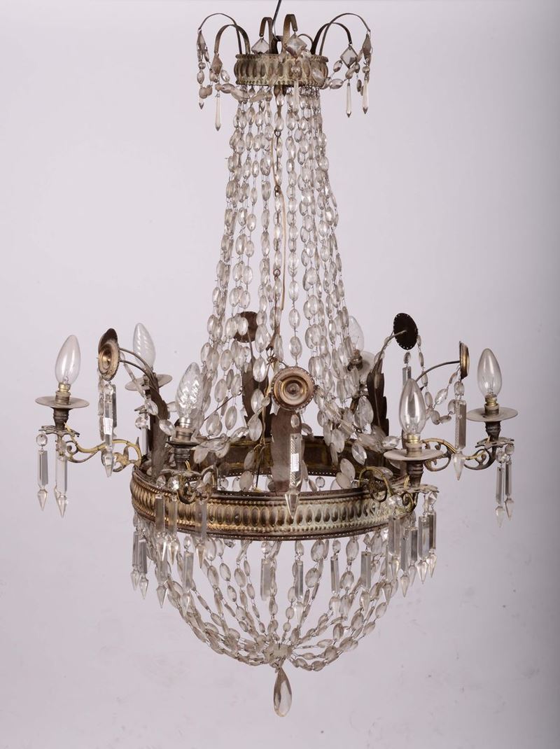 Lampadario a mongolfiera a sei luci  - Auction Furnishings and Works of Art from Important Private Collections - Cambi Casa d'Aste
