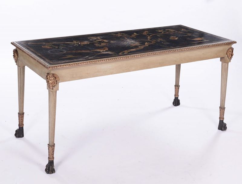 Tavolo con piano in ardesia dipinta, XIX secolo  - Asta Arredi e Oggetti d'Arte da Importanti Collezioni Private - Cambi Casa d'Aste