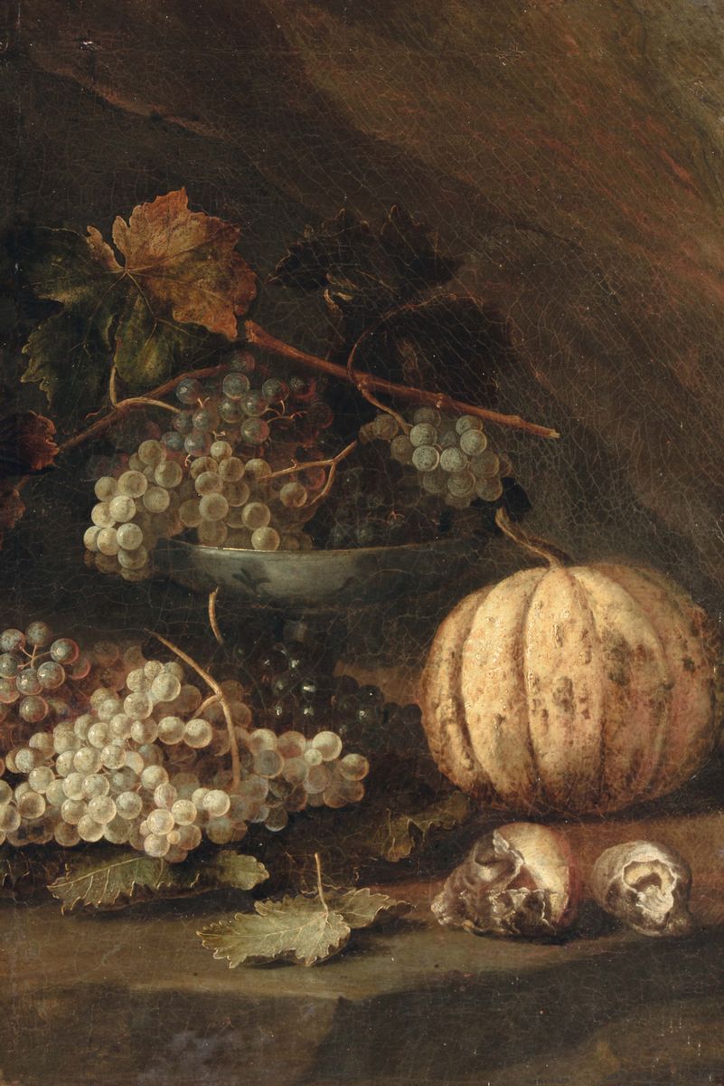 Scuola Toscana del XVIII Secolonatura Morta con Cesto, Anguria, Uva, Pesche e Fichi Natura Morta ...