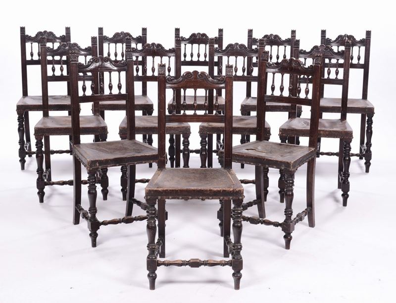 Dodici sedie in stile antico  - Asta Arredi e Oggetti d'Arte da Importanti Collezioni Private - Cambi Casa d'Aste
