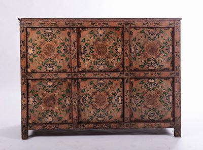 Mobile in Legno Dipinto in Policromia, Tibet