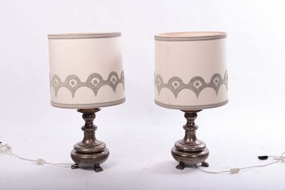 Coppia di Lampade in Metallo Dorato