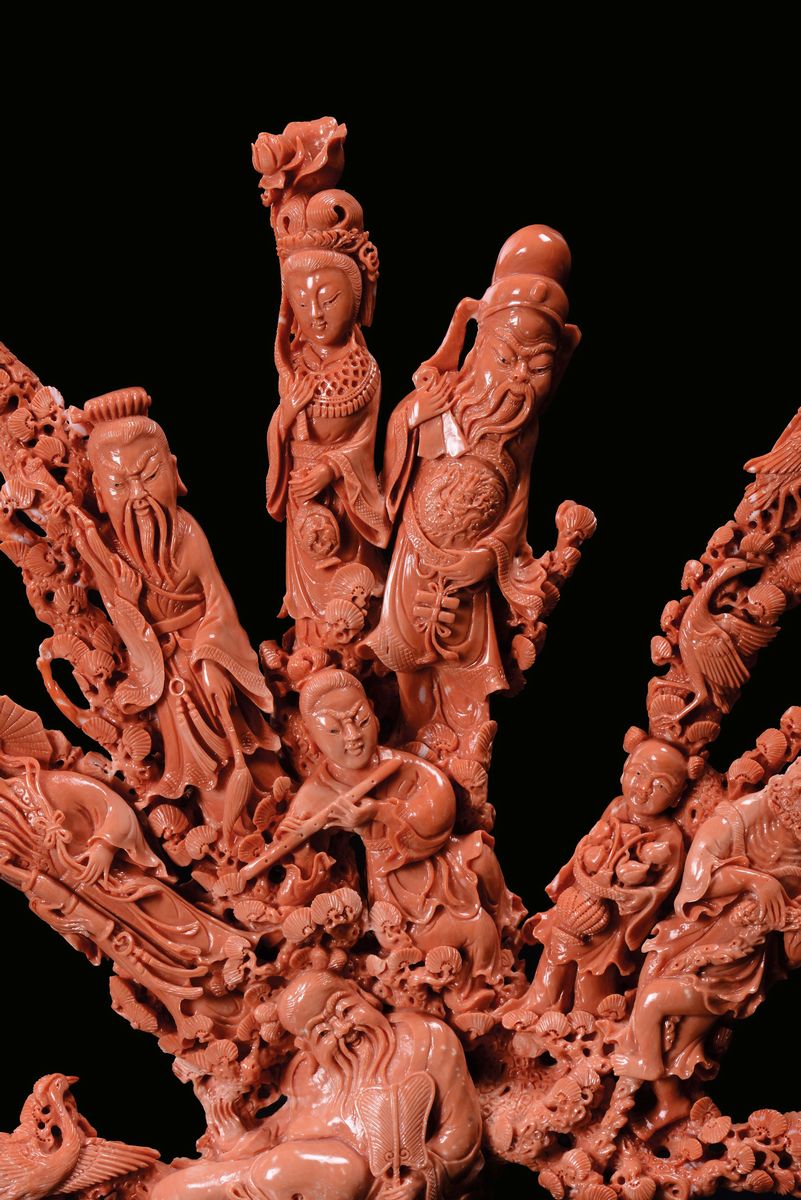 Grande Gruppo in Corallo con Personaggi, Cina, Dinastia Qing, XIX Secolo