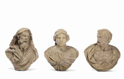Plasticatore Bolognese del XVII Secolodue Filosofi e Figura Femminile