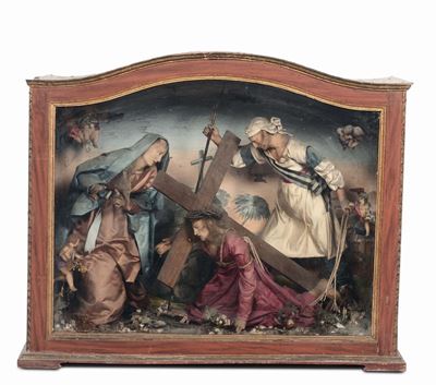 Teca Contenente Salita al Calvario in Cera, Italia XVIII-XIX Secolo