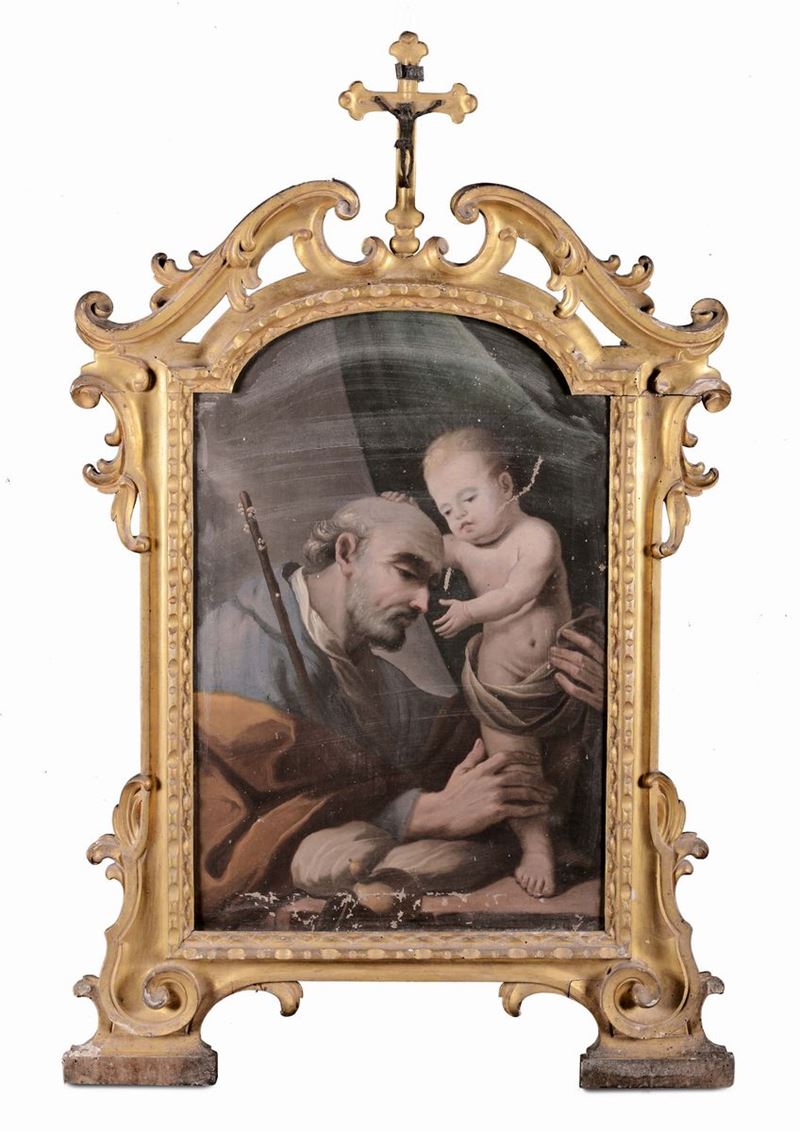 Scuola del XVIII secolo San Giuseppe col Bambin Gesù  - Asta Arredi e Oggetti d'Arte da Importanti Collezioni Private - Cambi Casa d'Aste
