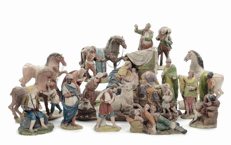Presepe in terracotta dipinta, XIX secolo  - Auction Antique and Old Masters - Cambi Casa d'Aste