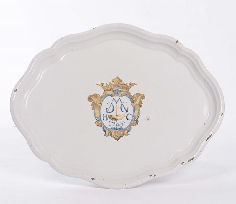 Vassoietto ovale in maiolica, fine XVIII secolo  - Asta Asta a Tempo 2-2014 - Cambi Casa d'Aste