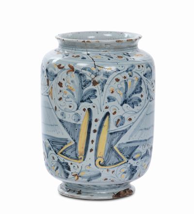Albarello in Maiolica con Decoro a Tappezzeria, Emilia XVII Secolo