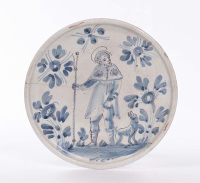 Piatto in Maiolica con Decoro a Scenografia Barocca, XVIII Secolo