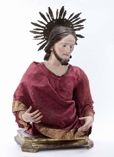 Scultura in Legno Policromo Raffigurante Cristo, Napoli XVIII Secolo