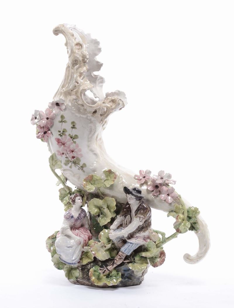 Gruppo in ceramica raffigurante il Corno dell'abbondanza, Napoli XIX secolo, fabbriche Mollica  - Auction Furnishings and Works of Art from Important Private Collections - Cambi Casa d'Aste