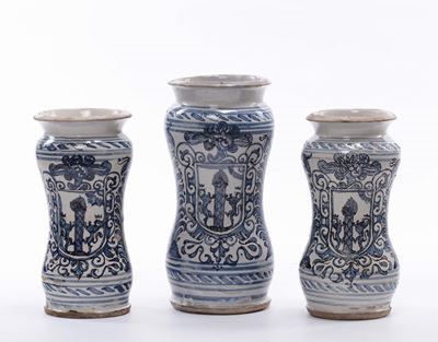 Tre Albarelli in Maiolica, Fabbriche la Terza XVIII Secolo