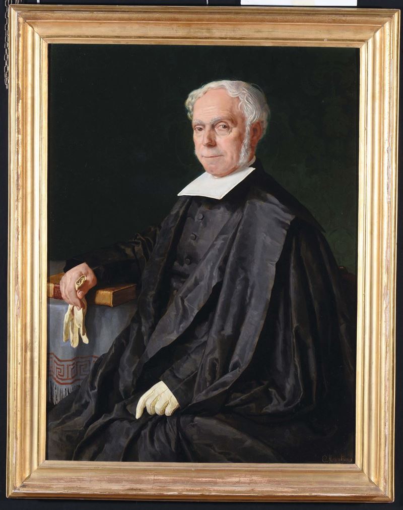 Giacomo Merculiano (1859-1935) Ritratto di giurista  - Asta Arredi e Oggetti d'Arte da Importanti Collezioni Private - Cambi Casa d'Aste
