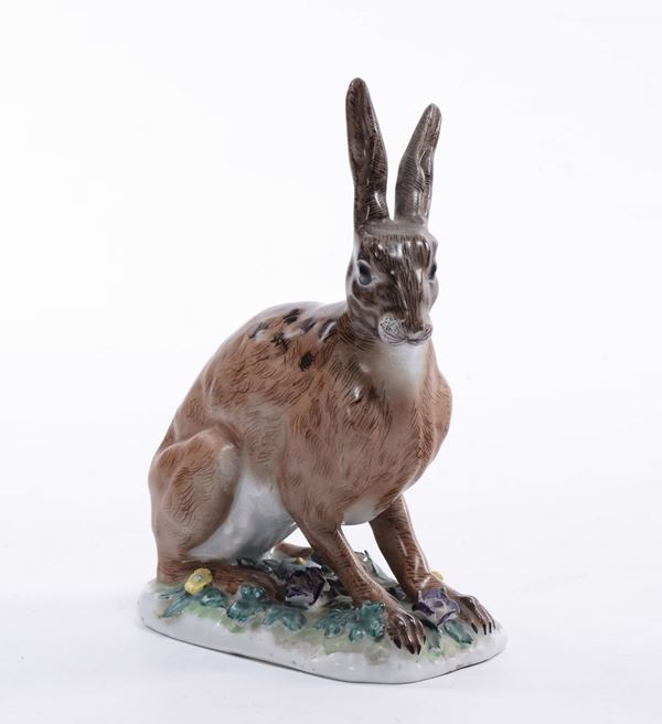 Coniglio in porcellana policroma, XVIII secolo