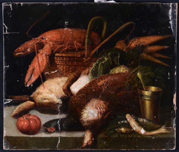Pittore Anonimo Natura morta con cacciagione ed aragosta