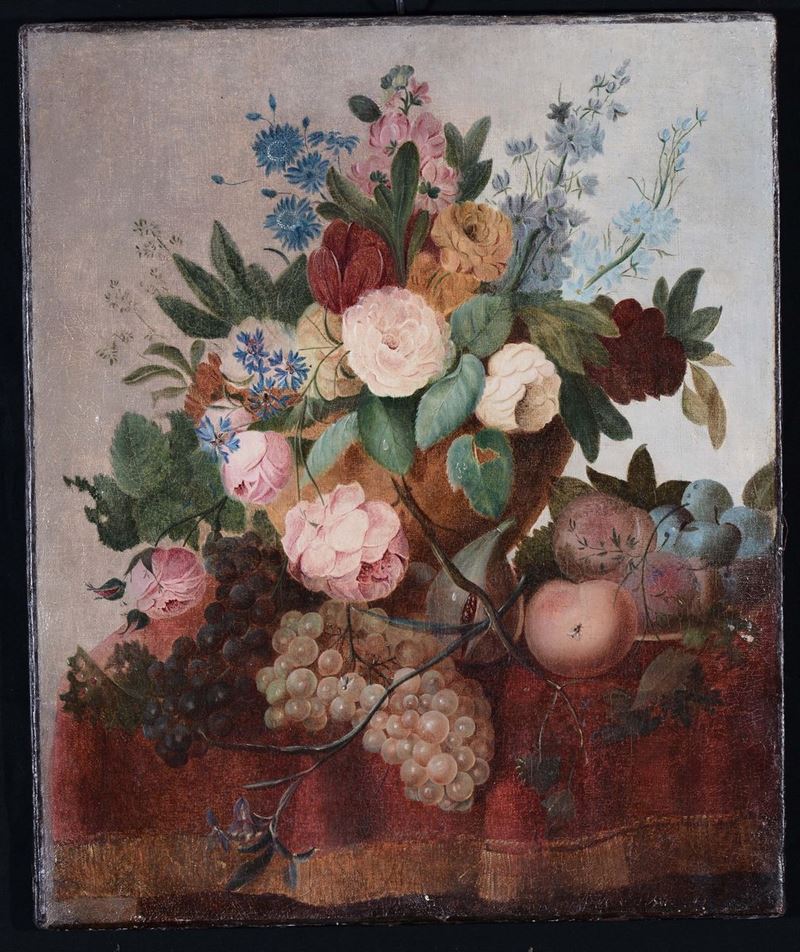 Anonimo del XIX secolo Vaso con fiori  - Asta Arredi e Oggetti d'Arte da Importanti Collezioni Private - Cambi Casa d'Aste