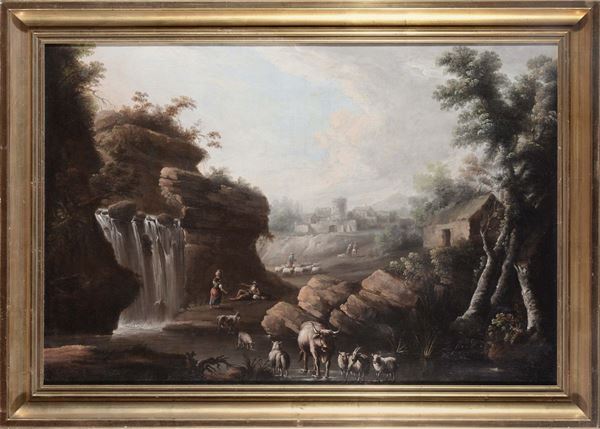 Scuola del XVIII secolo Paesaggio con mucche
