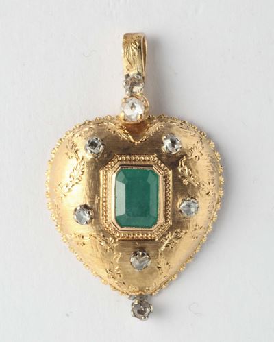 Pendente Cuore con Smeraldo e Diamanti