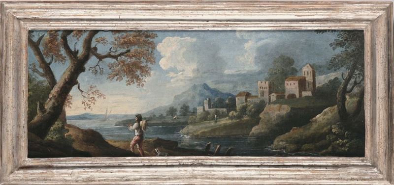 Paolo Anesi (Roma 1690 - 1773), bottega di Paesaggio con figura  - Asta Dipinti Antichi - II - Cambi Casa d'Aste