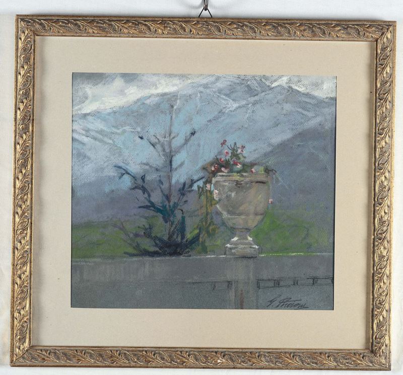 Gino Piccioni (Foligno 1873 - Biella 1941) Prime nevi sul Mombarone, 1934  - Asta Dipinti del XIX e XX secolo - Cambi Casa d'Aste