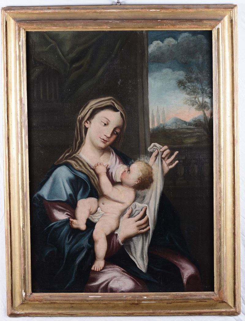 Scuola del XVIII secolo Madonna con Bambino  - Auction Furnishings and Works of Art from Important Private Collections - Cambi Casa d'Aste