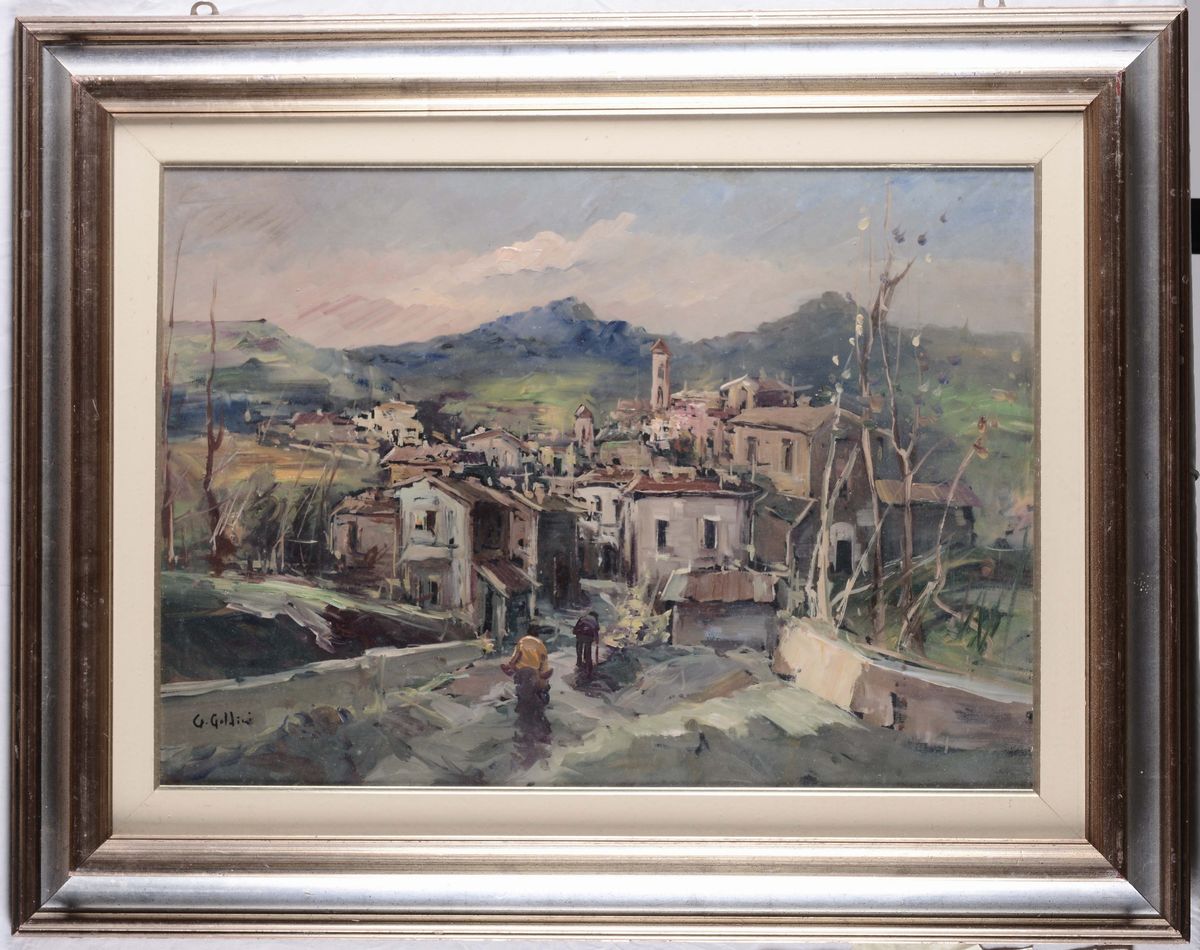 Tre Dipinti con Vedute Montane e uno con Funghi Firmato Badiati 1956