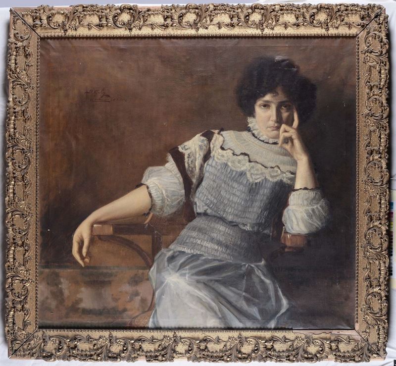 Anonimo del XIX secolo Ritratto femminile  - Asta Arredi e Oggetti d'Arte da Importanti Collezioni Private - Cambi Casa d'Aste