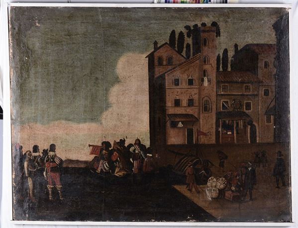 Scuola del XVIII secolo Figure ad architetture