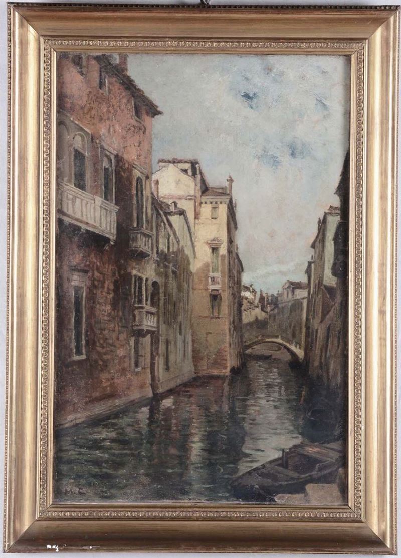 Anonimo del XIX secolo Canale veneziano  - Asta Asta a Tempo Pittura - Cambi Casa d'Aste