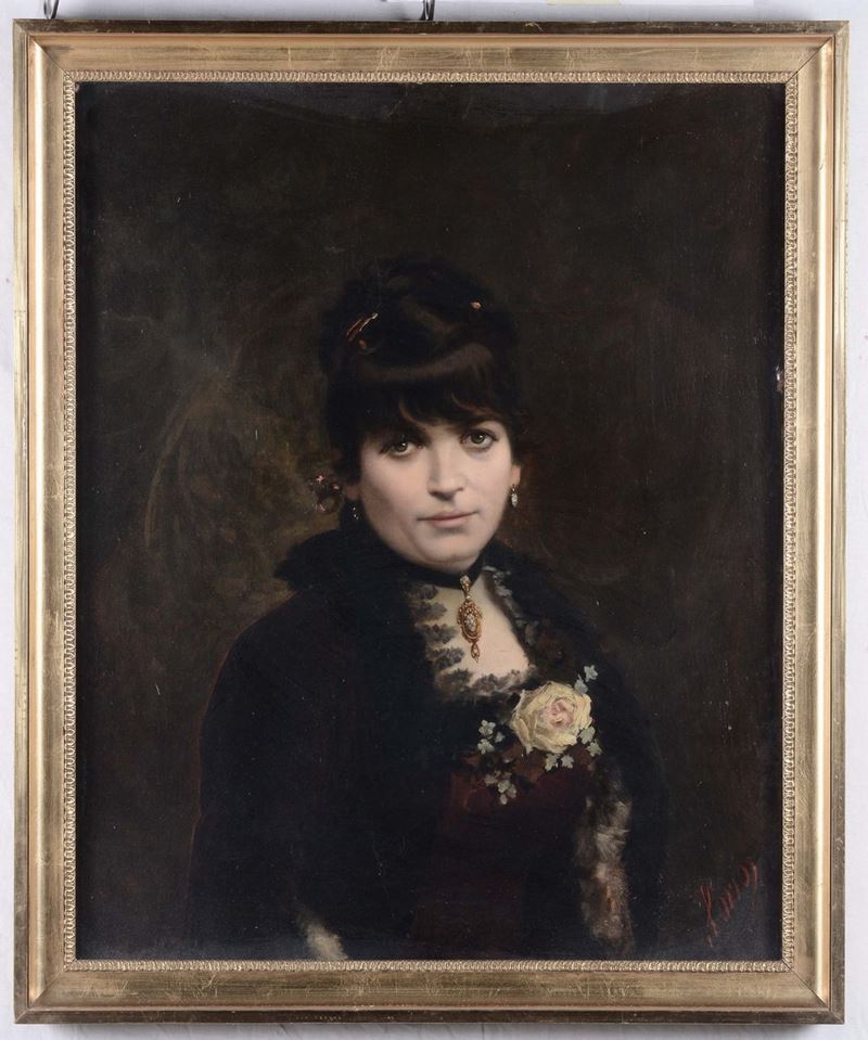 Luigi Sorio (1835-1909) Ritratto femminile  - Asta Arredi e Oggetti d'Arte da Importanti Collezioni Private - Cambi Casa d'Aste