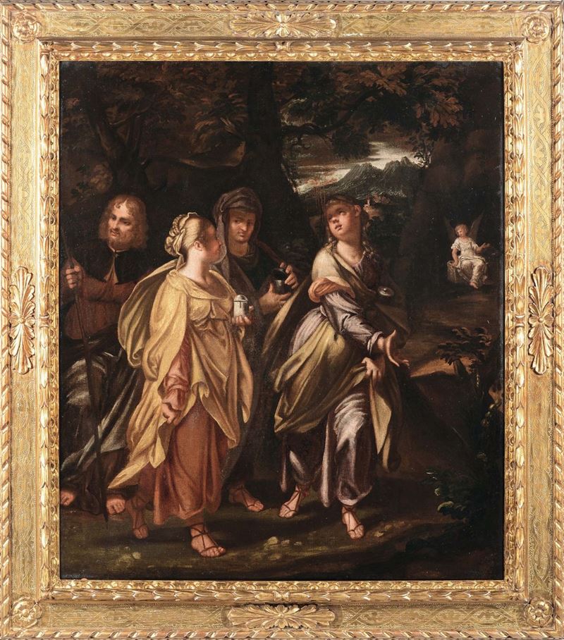 Scuola Italiana del XVII secolo Le pie donne in visita al Sepolcro  - Auction Old Masters Paintings - II - Cambi Casa d'Aste