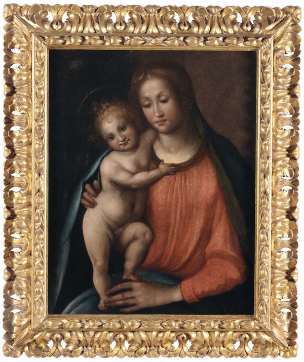 Scuola Toscana della fine del XVI secolo Madonna col Bambino