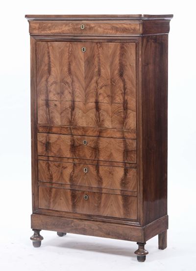 Secretaire Carlo X Lastronato in Radica