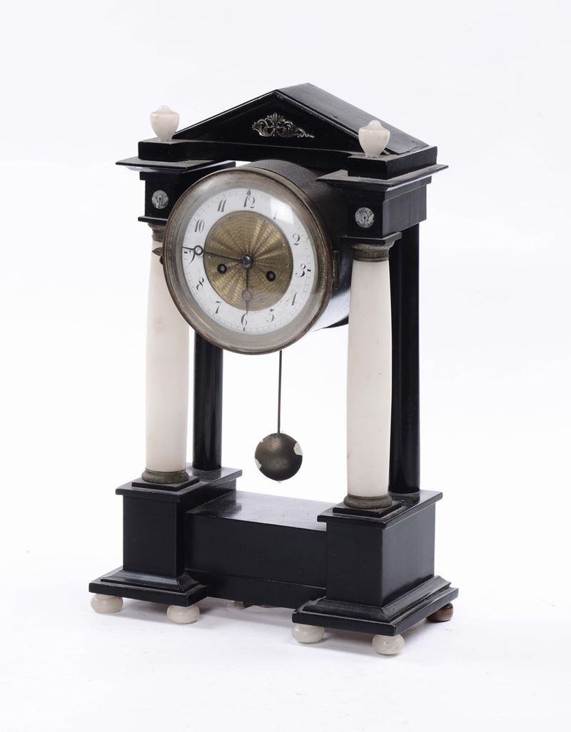 Orologio a tempietto in legno ebanizzato, XIX secolo  - Auction Time Auction 6-2014 - Cambi Casa d'Aste