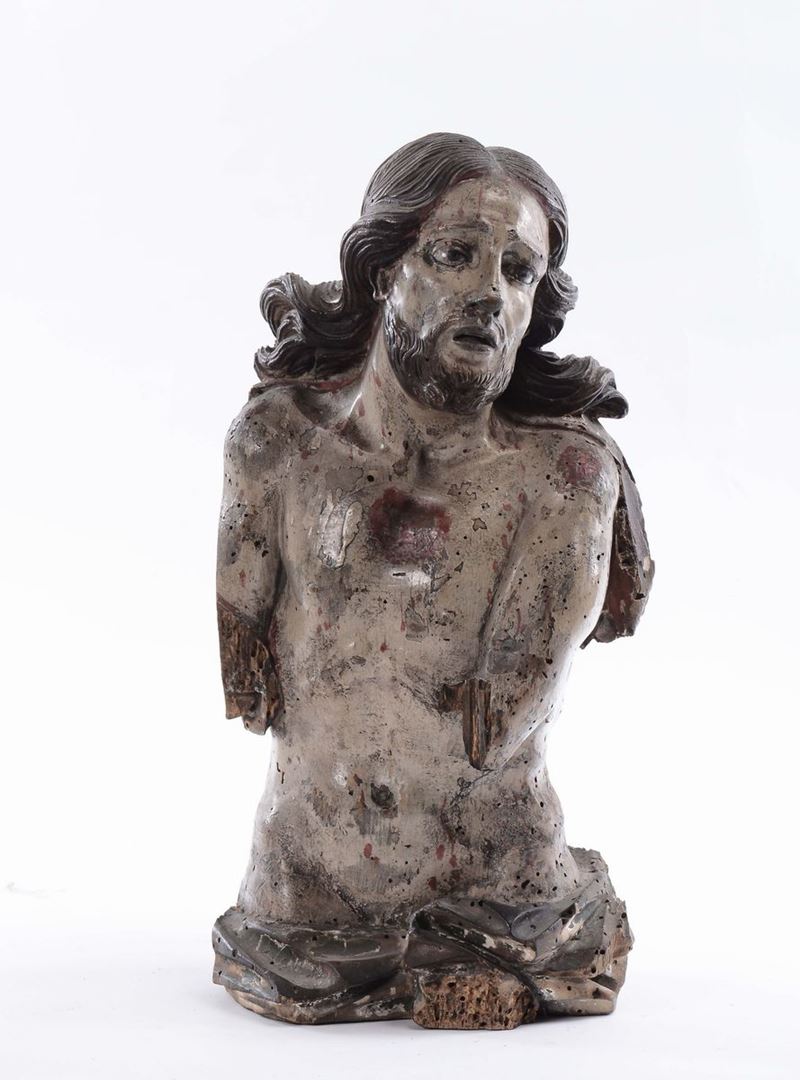 Busto in legno raffigurante Cristo, XVIII secolo  - Asta Arredi e Oggetti d'Arte da Importanti Collezioni Private - Cambi Casa d'Aste