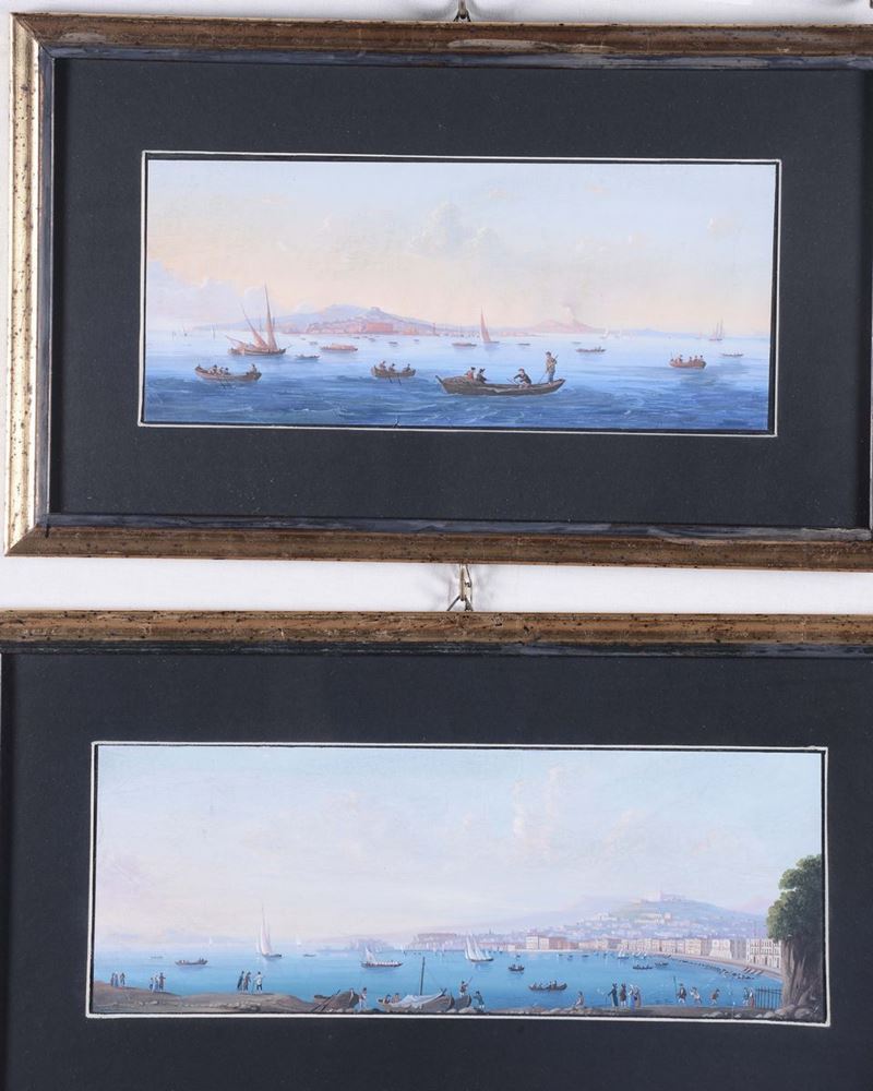 Anonimo del XIX secolo Vedute del golfo di Napoli  - Asta Antiquariato e Dipinti Antichi - Cambi Casa d'Aste
