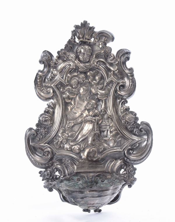 Piccola acquasantiera in argento, Lucca XVIII secolo