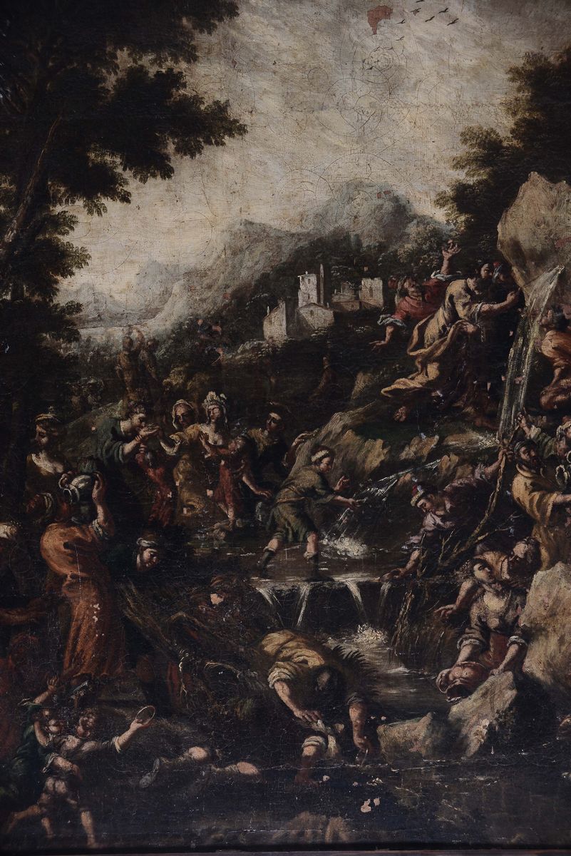 Scuola Napoletana del XVII Secolomosè che Fa Scaturire le Acque