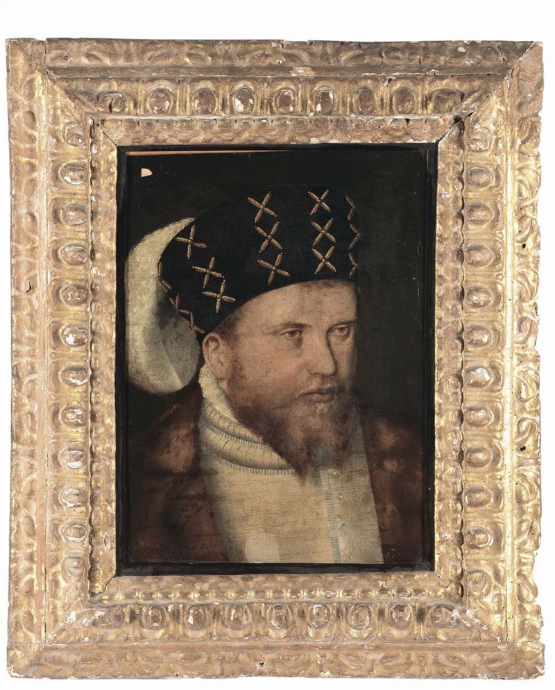 Scuola Fiamminga del XVI secolo Gentiluomo con colbacco e barba  - Auction Old Masters Paintings - II - Cambi Casa d'Aste