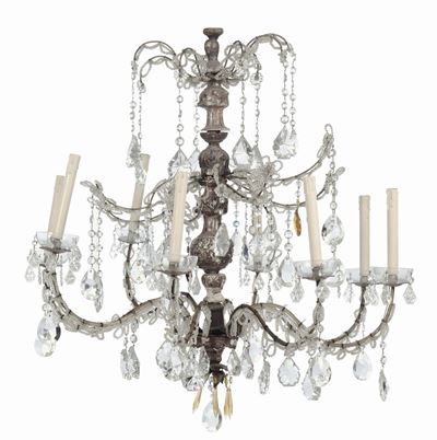 Lampadario con Cristalli a Nove Luci, XIX Secolo
