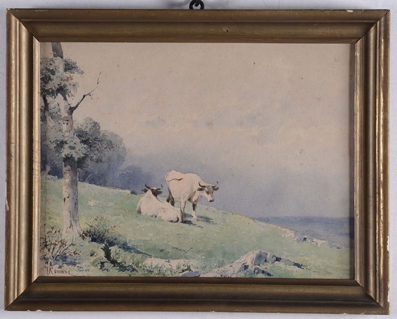 Romano Mucche al pascolo  - Auction Furnishings and Works of Art from Important Private Collections - Cambi Casa d'Aste